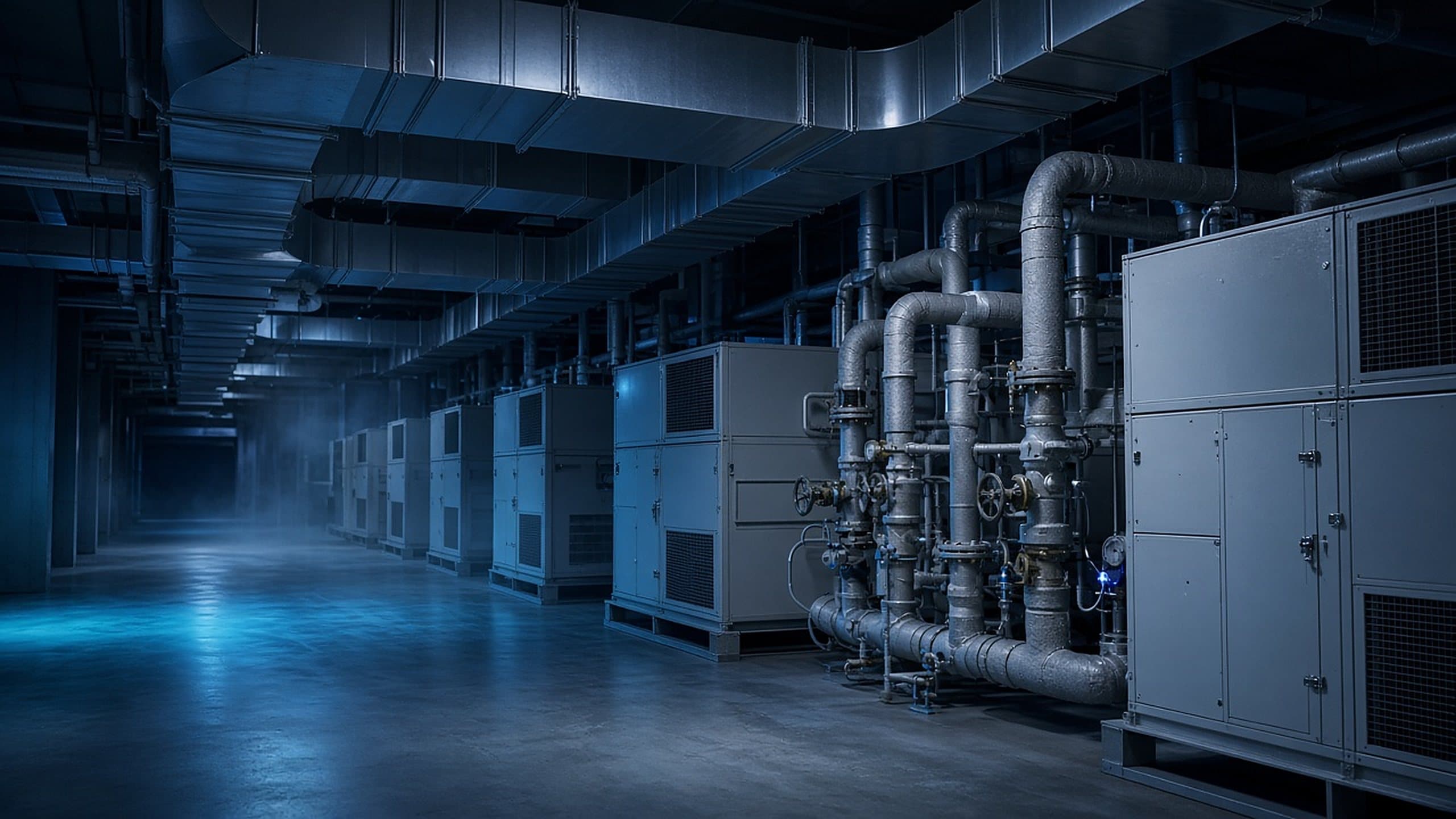 Plant room with air handling units and ductwork